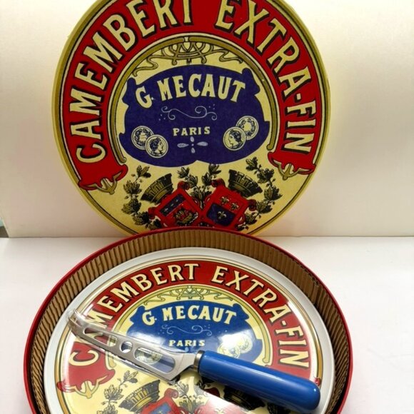 New Vtg Camembert Extra Fin Serving Plate & Cheese Knife-BIA FRENCH CHEESE LABEL - Picture 1 of 9